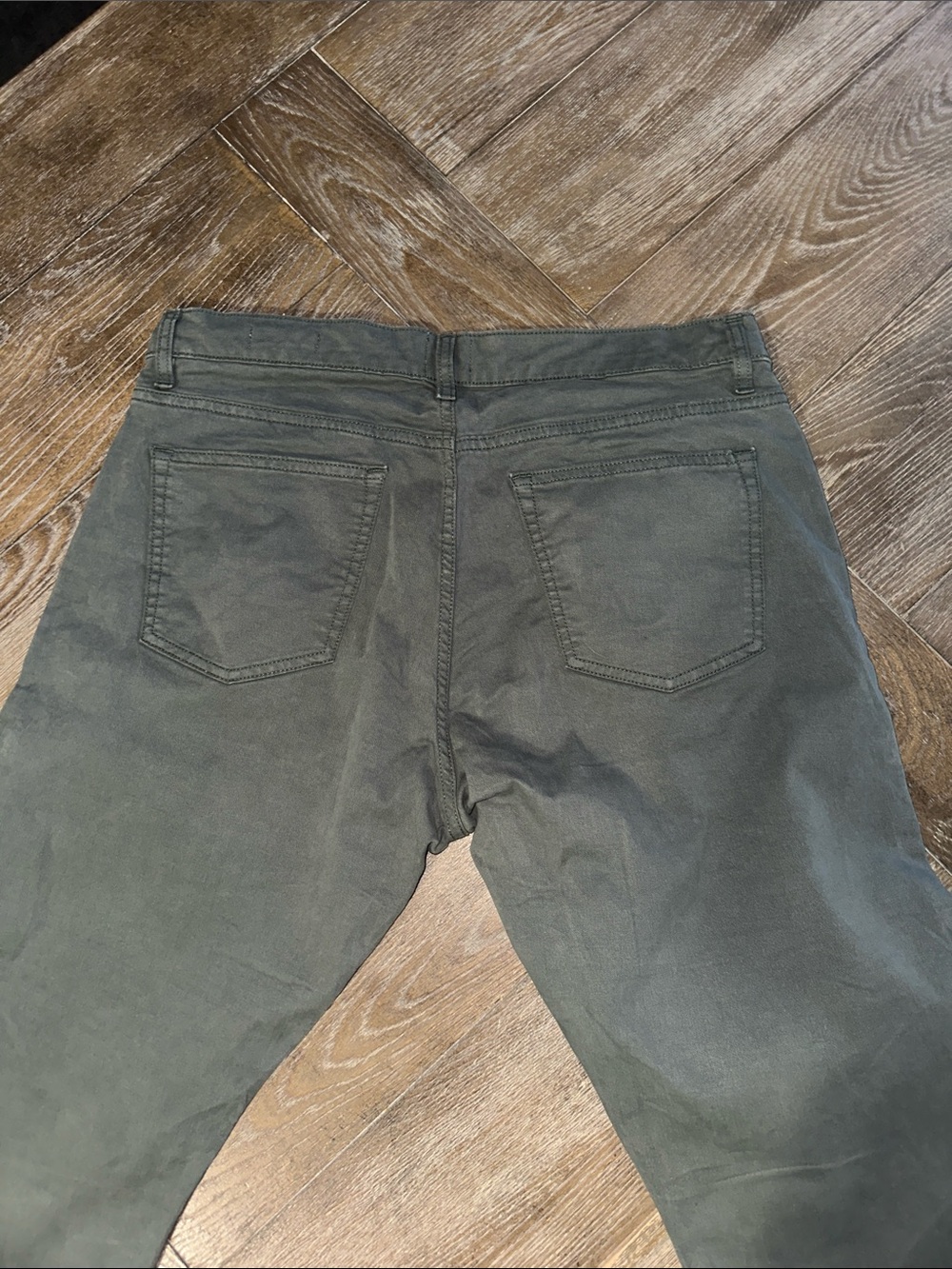 Dark Green Men's Slim Fit Pants - Picture 2 of 5